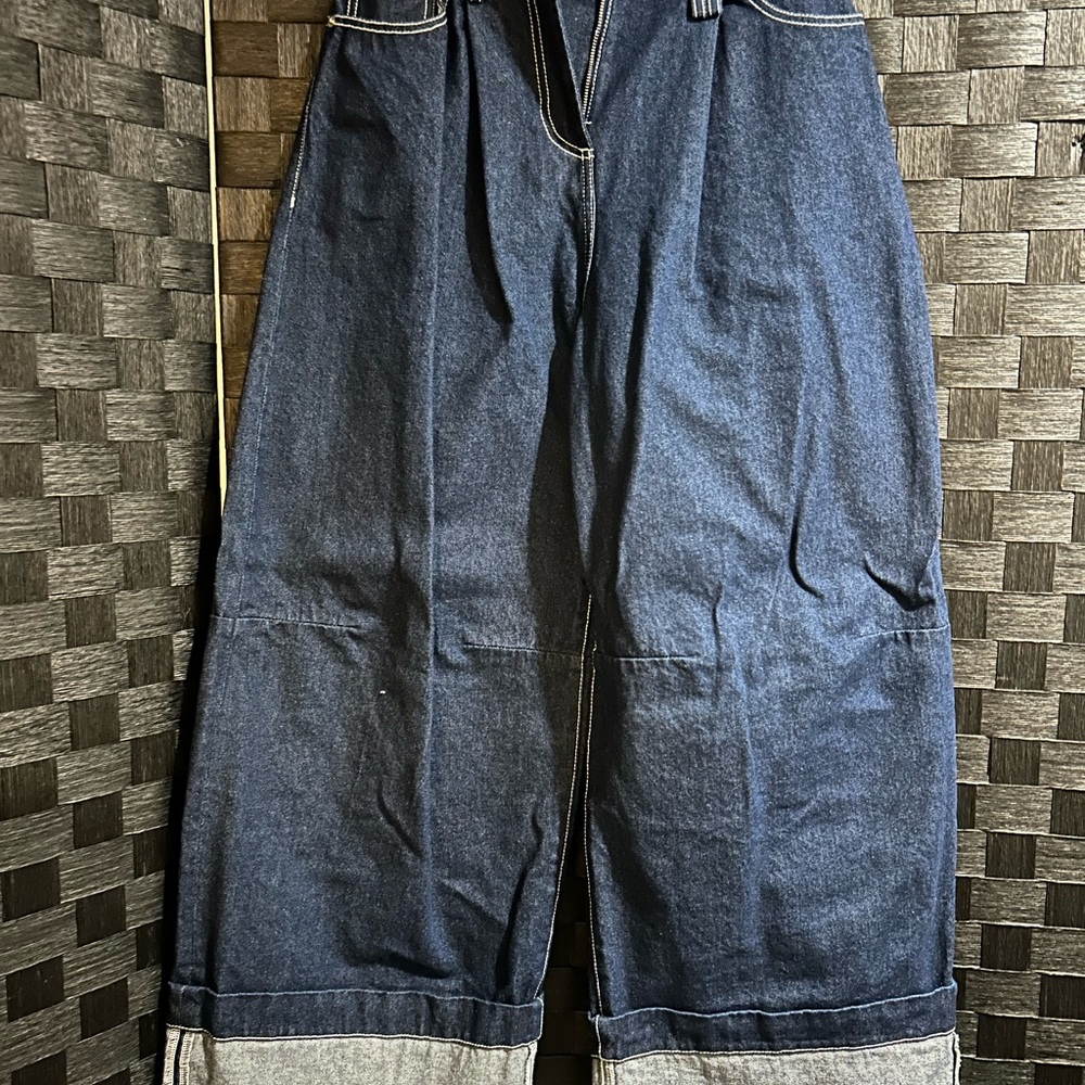 Simone Rocha Blue Relaxed Jeans with Cuffed Hems